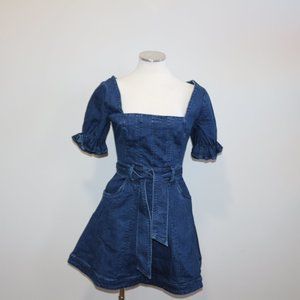 Finders Keepers | Bell Sleeve Denim Mini Dress in Blue